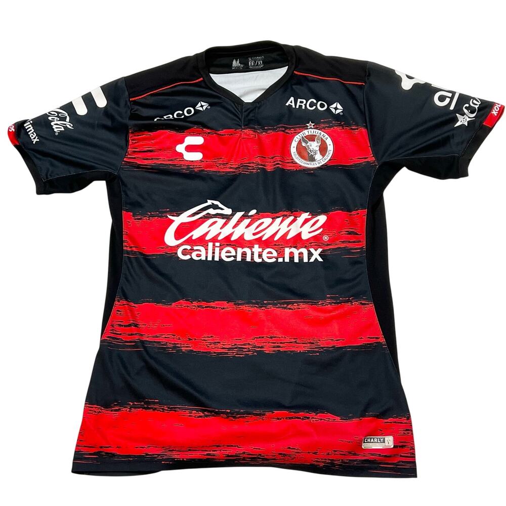 Charly Club Tijuana Xolos Soccer Jersey Shirt Caliente Red Black Men EG XL
